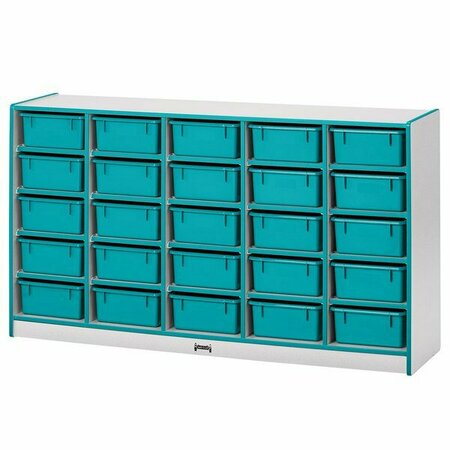 RAINBOW ACCENTS Teal laminate storage cabinet with cubbies and mobile design, 4026JCWW005. 5314026005
